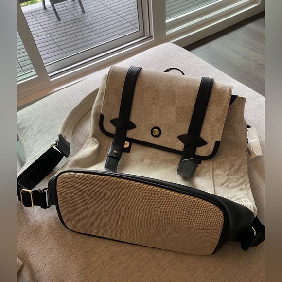 Paravel Upland leather-trimmed canvas Backpack in Domino Black - Picture 9 of 12